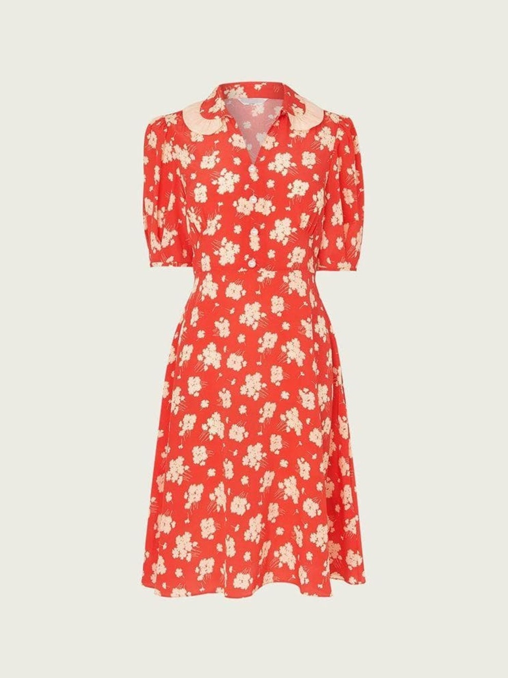 L.K.Bennett Roisin Coral Sweet William Print Silk Dres